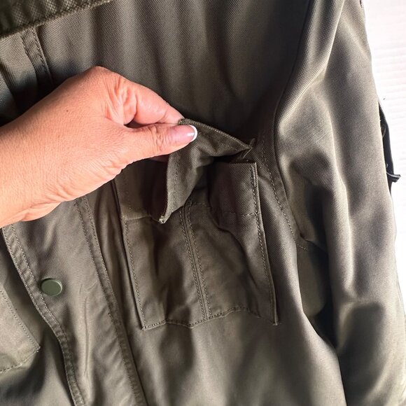 Banana Republic Mens Parka Jacket Olive Green Hooded Size M - Picture 8 of 15